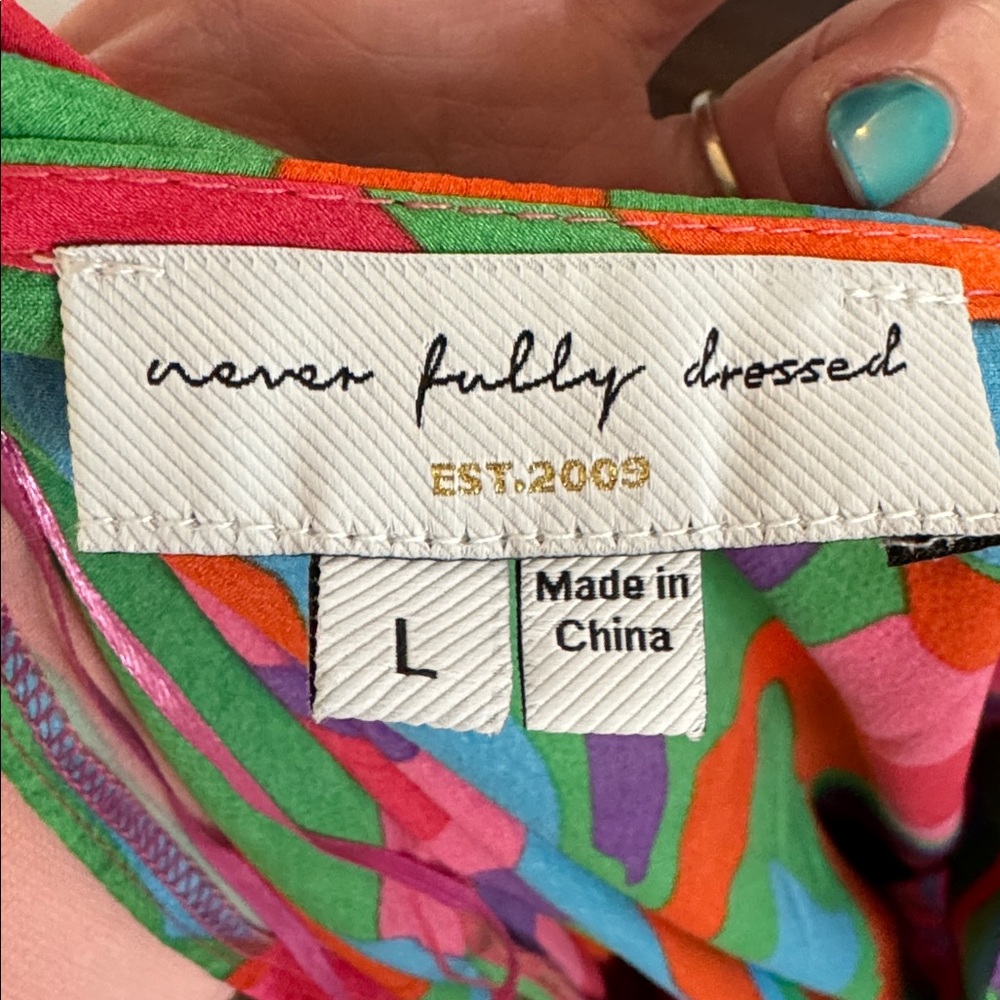 NEVER FULLY DRESSED Reeva Vienna Multicolored Mini Wrap Dress Size Large - Picture 2 of 6